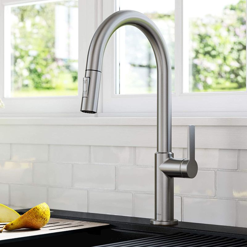 Photo 1 of 
Kraus KPF-2820SFS Oletto Single Handle Pull-Down Kitchen Faucet, 17 Inch, Spot Free Stainless Steel
Color:Spot Free Stainless Steel
Size:17 Inch
Style:Faucet