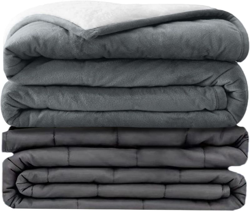 Photo 1 of 
Weighted Idea Weighted Blanket Queen Size 15lbs 60" x 80" with Sherpa & Fleece Removable Duvet Cover for Adults (Dark Grey, Comfortable Fabric)
Size:60''x80'', 15 lbs