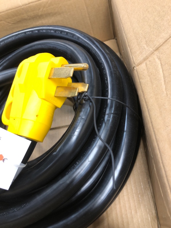 Photo 3 of 
Houseables 50 Amp RV Extension Cord, Power Cords, 30 Feet Long, 1 Pack, Black, Yellow, SS2-50R Female Adaptor, 14-50P Male Plug, 50A Compatible, PVC, STW,