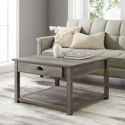 Photo 1 of Walker Edison AF30CYSQCTGW 30 in. Square Country Coffee Table, Grey Wash
