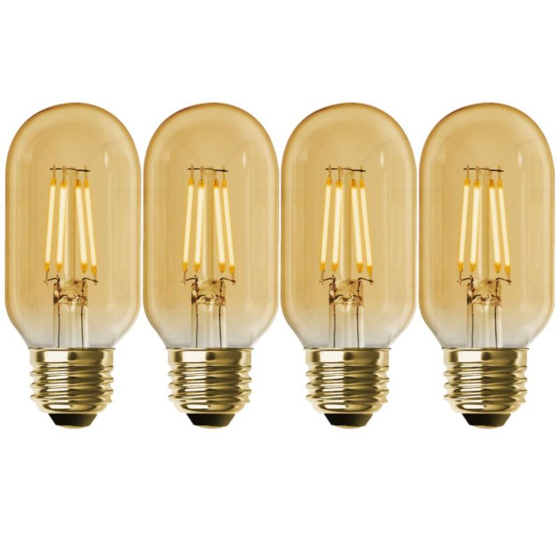 Photo 2 of Philips Color and Tunable White A19 LED 60-Watt Equivalent Dimmable Smart Wi-Fi Wiz Connected Wireless Light Bulb AND Feit Electric 40-Watt Equivalent T14 Dimmable Straight Filament Amber Glass Vintage Edison LED Light Bulb, Warm White (3-Pack)