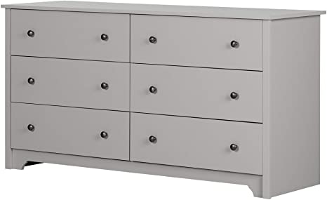 Photo 1 of (BROKEN COMPONENT; DAMAGED CORNERS) 
South Shore Vito 6-Drawer Double Dresser, Soft Gray
