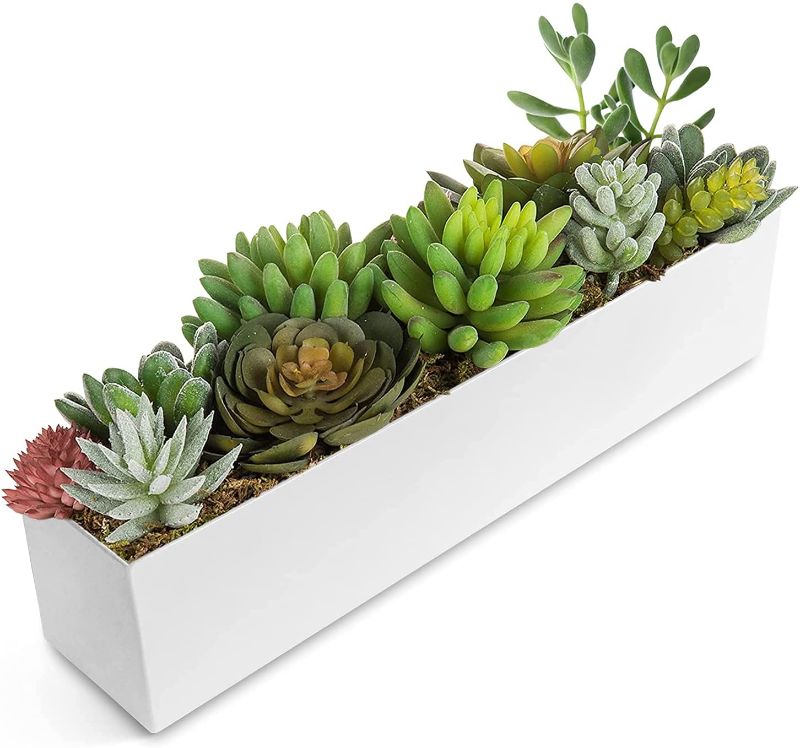 Photo 1 of  Rectangular Planter Pot, Planter Box for Table or Window Sill Planters Indoor (White) 36"
