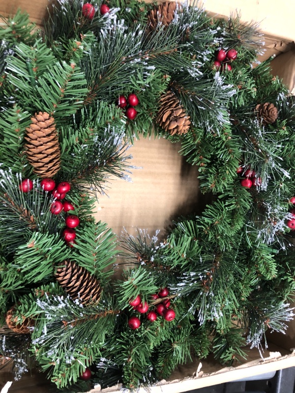 Photo 3 of National Tree Company Prelit Pine Wreath, (Orange)
