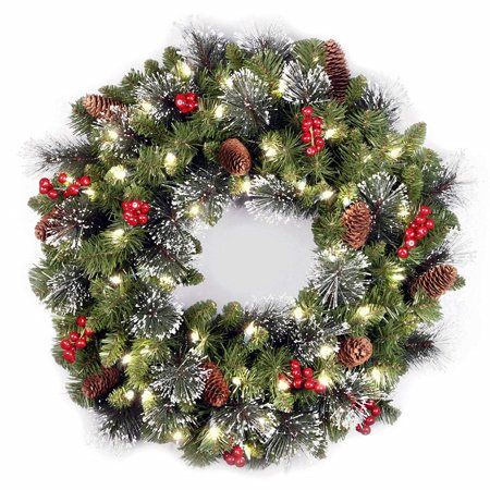 Photo 1 of National Tree Company Prelit Pine Wreath, (Orange)
