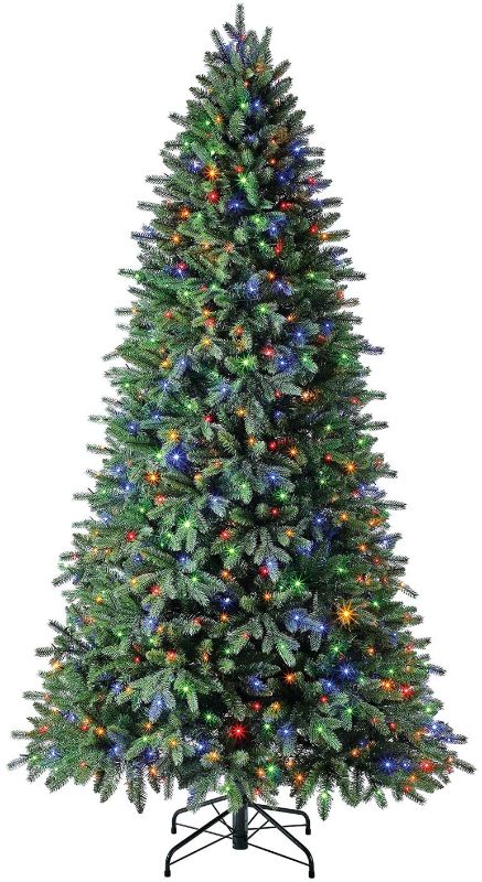 Photo 1 of ****NOT TESTED**** Evergreen classics 7.5 ft Pre-Lit Brentwood Pine Quick Set Artificial Christmas Tree, Color-Changing Micro LED Lights
