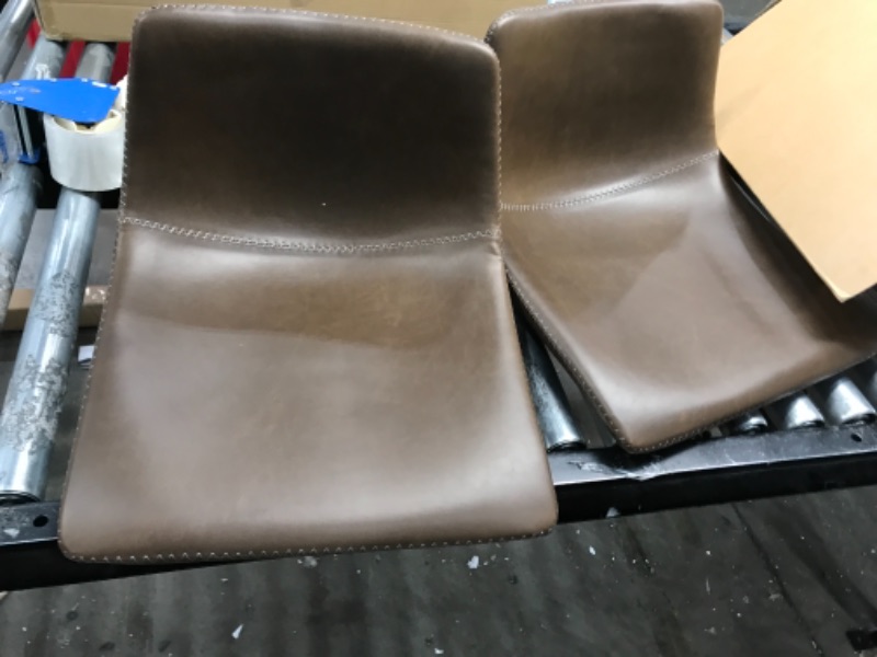 Photo 2 of 2 Stools, Mid-Century Modern Bar Chairs with Metal Legs, 2 Retro Brown and Black