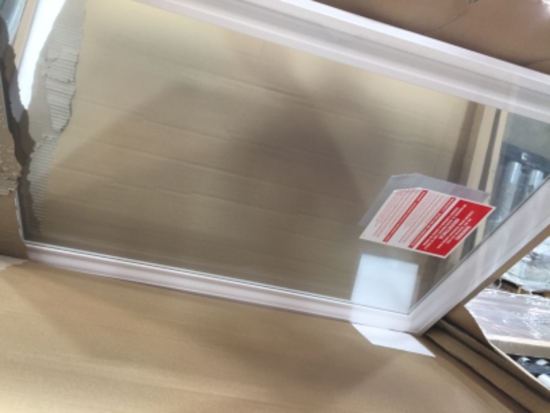 Photo 1 of 28 in. W x 40 in. H Framed Rectangular Anti-Fog Bathroom Vanity Mirror in White (Two Mirrors)
