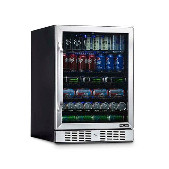 Photo 1 of NewAir - 177-Can Built-In Beverage Fridge with Precision Temperature Controls and Adjustable Shelves - Stainless steel