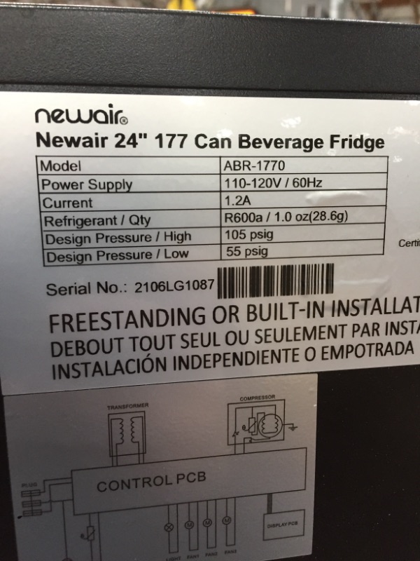 Photo 6 of NewAir - 177-Can Built-In Beverage Fridge with Precision Temperature Controls and Adjustable Shelves - Stainless steel