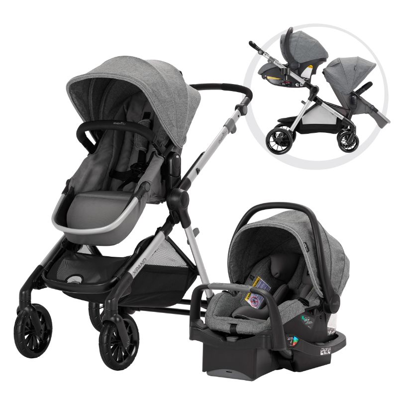 Photo 1 of Evenflo Pivot Xpand Travel System Stroller, Solid Print Percheron Gray
