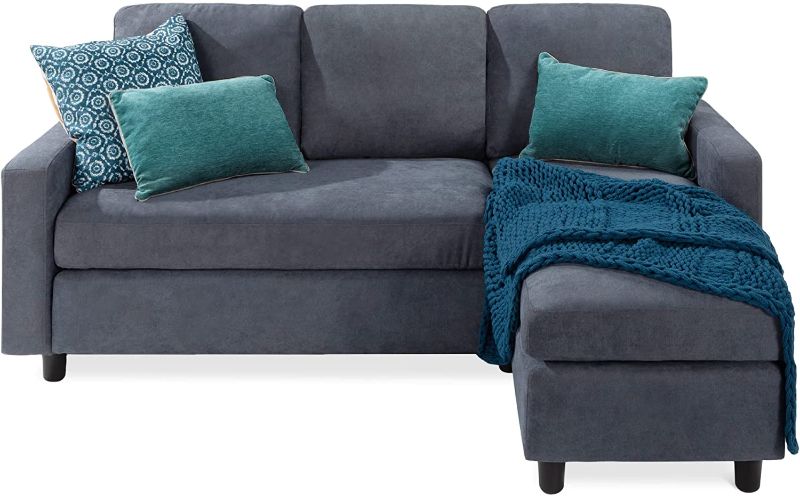 Photo 1 of **INCOMPLETE**
(SLIGHTLY DIFFERENT FROM THE STOCK PHOTO)
Best Choice Products Linen Sectional Sofa for Home, Apartment, Dorm, Bonus Room, Compact Spaces w/Chaise Lounge, 3-Seat, L-Shape Design, Reversible Ottoman Bench, 680lb Capacity - Blue