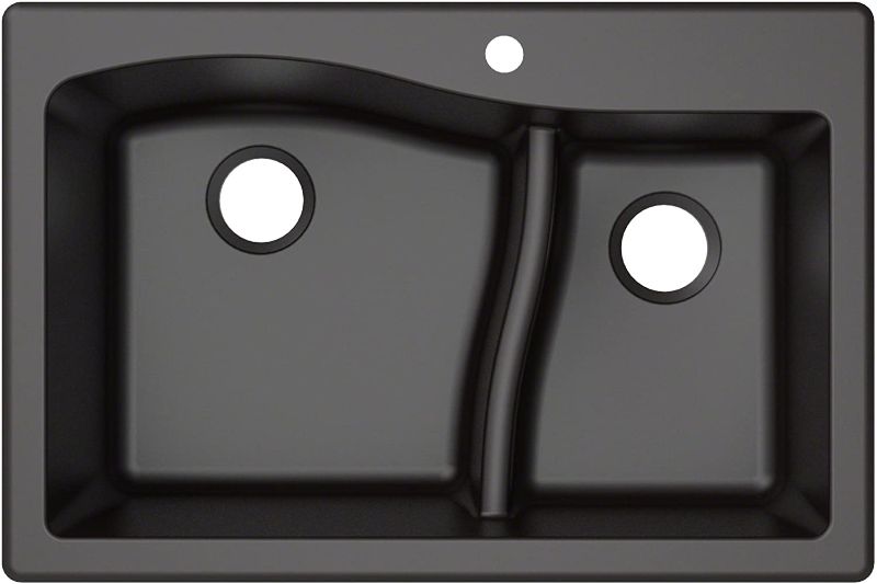 Photo 1 of **DAMAGED**
Kraus Quarza Kitchen Sink | 33-Inch 60/40 Bowls | Black Granite | KGD-442 model
