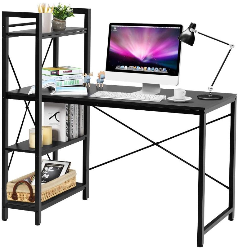Photo 1 of **INCOMPLETE**
(SLIGHTLY DIFFERENT FROM STOCK PHOTO)
ARMOCITY Computer Desk with 4 Tier Shelves, Study Writing Table with Storage Bookshelves, Modern Compact Home Office Workstation, 47.5" Tower Desk with Steel Frame & Adjustable Feet Pad, Black
