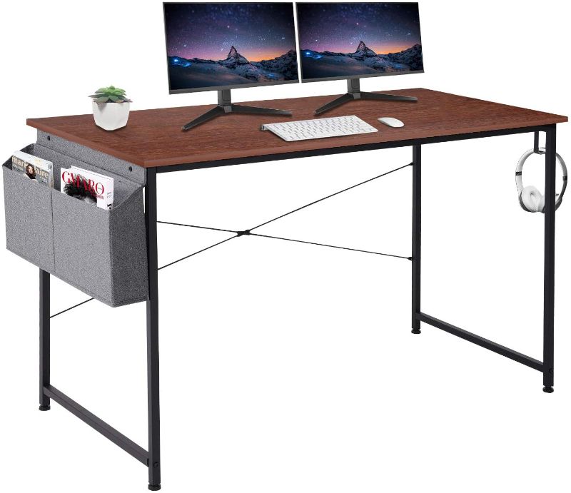 Photo 1 of **SLIGHTLY DIFFERENT FROM STOCK PHOTO**
Computer Desk, Modern Sturdy Office Desk Home Office Writing Table, Simple Industrial Style PC Laptop Work Desk Workstation with Storage Bag and Hook 55 inch Walnut
