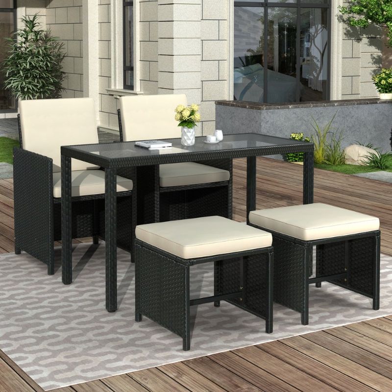 Photo 1 of **INCOMPLETE**
5-Piece Rattan Outdoor Patio Dining Set With Cushion
(Box 1 of 2)