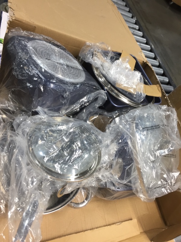 Photo 2 of **INCOMPLETE**
Granitestone Blue 20 Piece Pots and Pans Set, Complete Cookware & Bakeware Set with Ultra Nonstick Durable Mineral & Diamond Surface, Stainless Stay Cool Handles Oven & Dishwasher Safe, 100% PFOA Free
