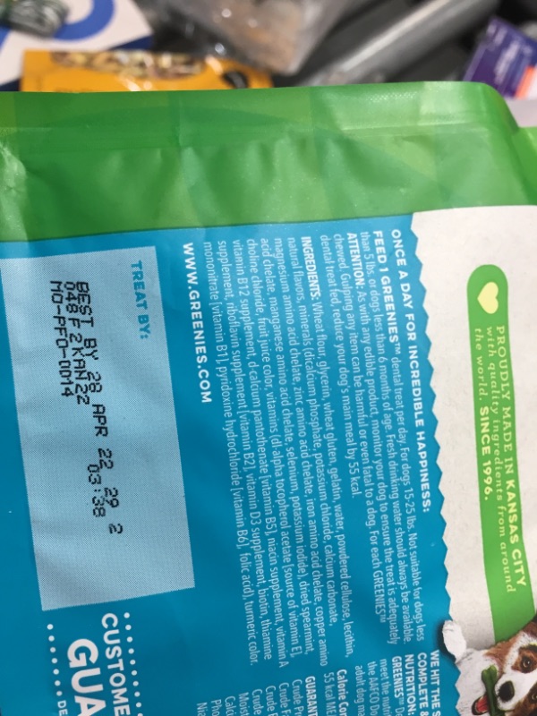 Photo 5 of **SOLD AS SET**
PetHonesty Allergy Support Supplement for Dogs - Omega 3 Salmon Fish Oil, Colostrum, Digestive Prebiotics & Probiotics - for Seasonal Allergies + Anti Itch, Skin Hot Spots Soft Chews (EXP: 09/2022, and GREENIES Fresh Natural Dental Dog Tre