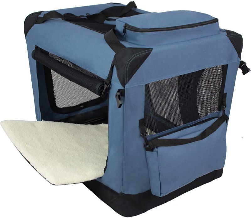 Photo 1 of **SLIGHTLY DIFFERENT FROM STOCK PHOTO**
2-Door Folding Soft Dog Crate, Indoor & Outdoor Pet Home, BLUE GRAY