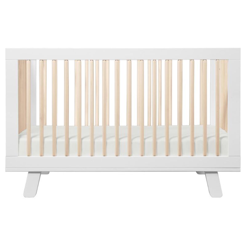 Photo 1 of Babyletto Hudson White Wood Accent 3-in-1 Convertible Crib with Toddler Bed Conversion Kit
