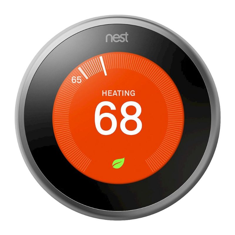 Photo 1 of Google Nest Learning Thermostat - Smart Wi-Fi Thermostat - Stainless Steel, Silver
