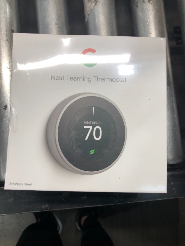 Photo 2 of Google Nest Learning Thermostat - Smart Wi-Fi Thermostat - Stainless Steel, Silver
