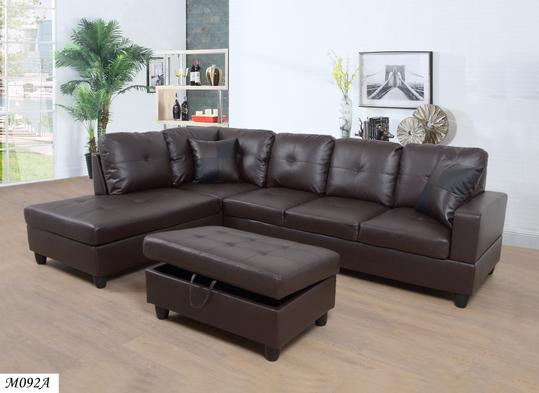 Photo 1 of **INCOMPLETE** Sofa Set, (Brown) Faux Leather Lift -Facing Chaise BOX 2 OF 3