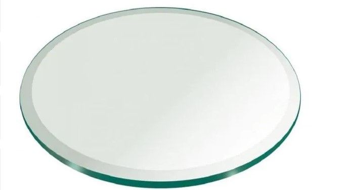 Photo 1 of 30 in. Clear Round Glass Table Top, 1/2 in. Thickness Tempered Beveled Edge Polished
