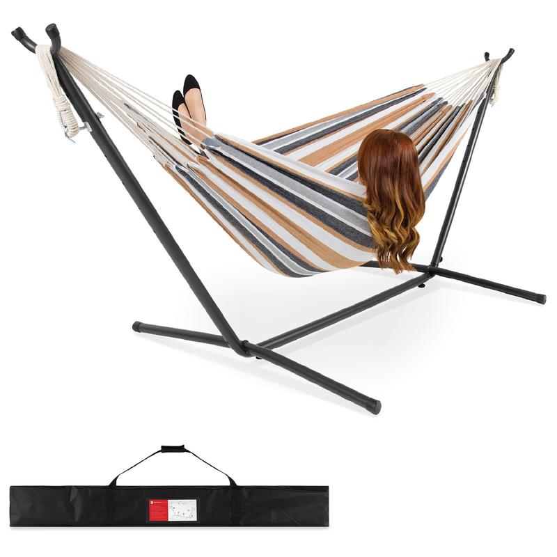 Photo 1 of 2-Person Brazilian-Style Double Hammock w/ Carrying Bag and Steel Stand
