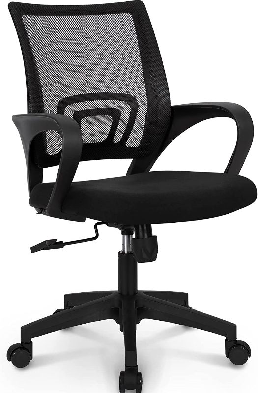 Photo 1 of  CHAIR Office Chair Computer Desk Chair Gaming - Ergonomic Mid Back Cushion Lumbar Support with Wheels Comfortable Blue Mesh Racing Seat Adjustable Swivel Rolling Home Executive (Black