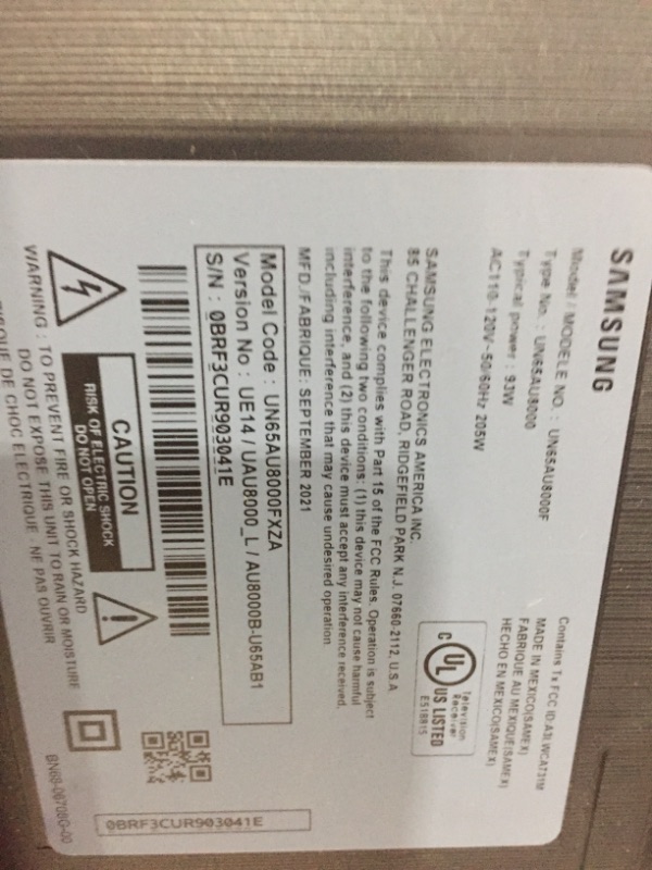 Photo 2 of ***TV SCREEN HAS A FEW VERTICAL RED LINES AROUND THE SCREEN****REFER TO PHOTOS**,, MISSING SCREWS TO ATTACH LEGS**
SAMSUNG 65-Inch Class Crystal UHD AU8000 Series - 4K UHD HDR Smart TV with Alexa Built-in (UN65AU8000FXZA, 2021 Model), Black
