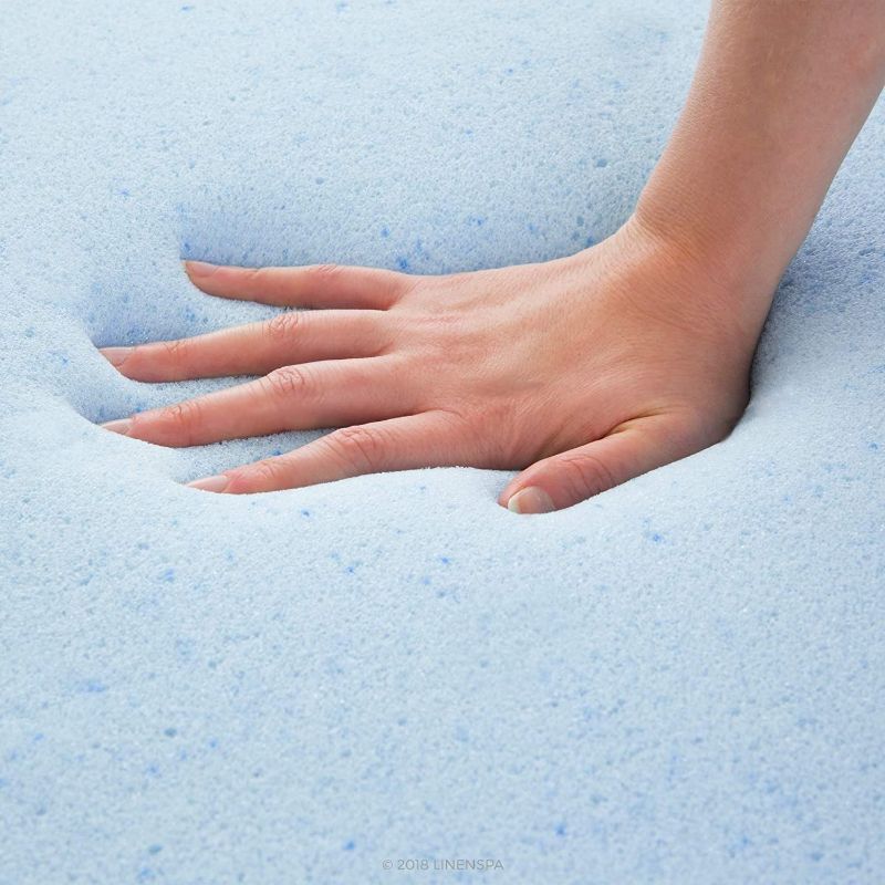 Photo 1 of **USED**
Linenspa 2 Inch Gel Infused Memory Foam Mattress Topper, Full, Blue
