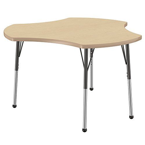 Photo 1 of **EDGES OF TABLE ARE CHIPPED AND MINOR CRACKS**LEGS NOT INCLUDED**

FDP Cog Premium Activity School and Office Table (48 inch), Standard Legs with Ball Glides for Collaborative Spaces, Adjustable Height 19-30 inches - Maple Top and Maple Edge
