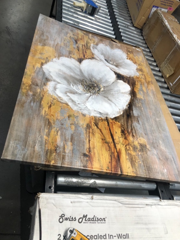 Photo 1 of **TOP OF PICTURE HAS A CUT**
Yihui Arts White Floral Wall Pictures Hand Painted Lily Bouquet Flower Oil Painting Artwork With Gold Foil For Dinning Room Decoration
