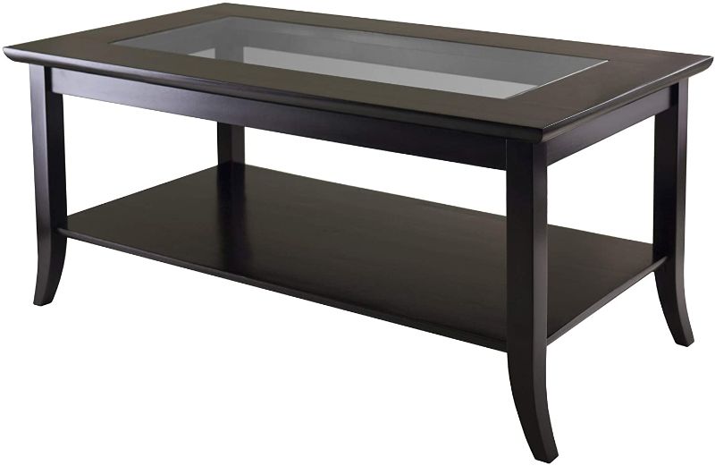 Photo 1 of **HARDWARE IS SCATTERED THROUGHOUT  THE BOX, MAY BE INCOMPLETE**
Winsome Genoa Rectangular Coffee Table with Glass Top and Shelf & Genoa Occasional Table, Dark Espresso
