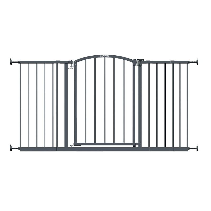 Photo 1 of **HARDWARE IMCOMPLETE**
Summer Extra Wide Decor Safety Baby Gate, Gray – 27” Tall, Fits Openings of 28” to 51.5” Wide, 20” Wide Door Opening, Baby and Pet Gate for Extra Wide Doorways
