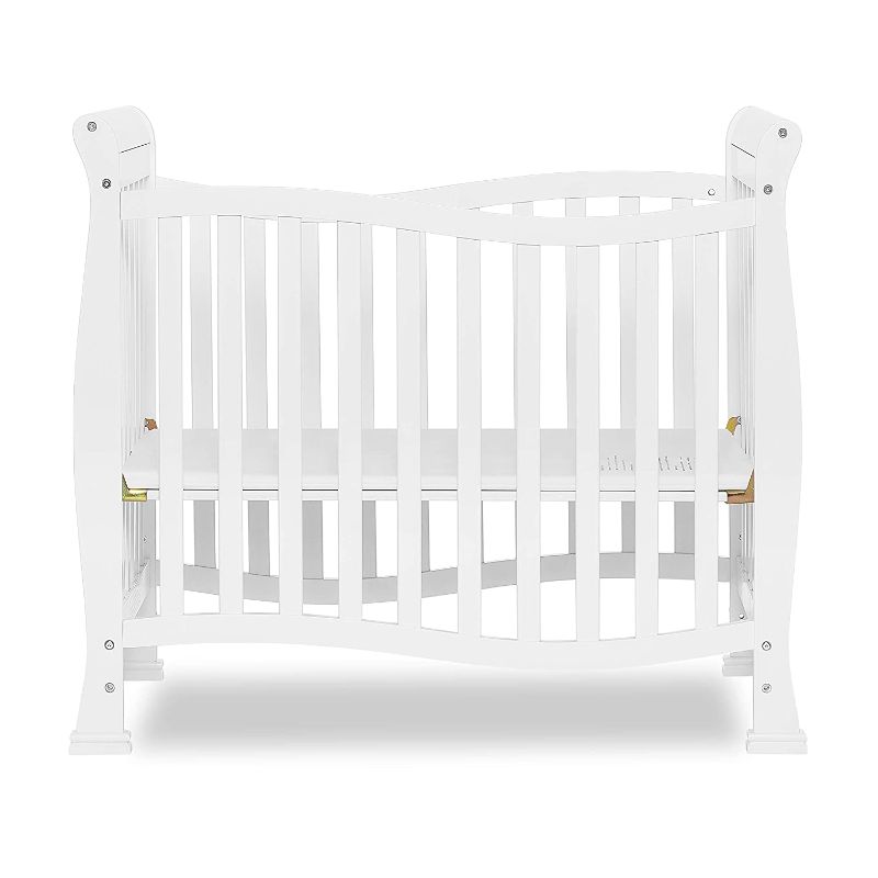 Photo 1 of **SIMILAR TO STOCK PHOTO, MISSING HARDWARE**
Dream On Me Violet Mini Crib in White, Greenguard Gold Certified , 40x25x39 Inch (Pach of 1)
