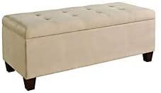 Photo 1 of **TEAR ON BOTTOM ON BENCH**
Linon Carmen Shoe Storage Ottoman, 20" x 48" x 20", Beige
