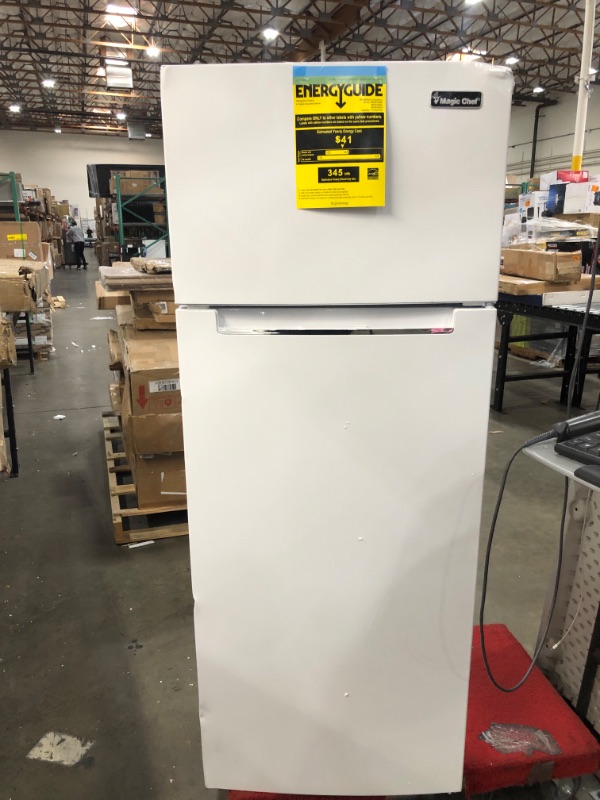 Photo 7 of **FRIDGE FRAME HAS SEVERAL DENTS AND TOP CORNERS ARE DENTED**
Magic Chef 7.4 Cu. Ft. 2-Door Mini Fridge in White
