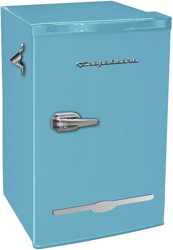 Photo 1 of **FRIDGE HAS MANY DENTS**DOOR DOES NOT CLOSE COMPLETELY
Frigidaire EFR376-BLUE 3.2 Cu Ft Blue Retro Bar Fridge with Side Bottle Opener
