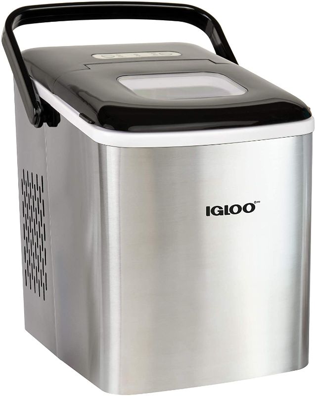 Photo 1 of **parts only ** Igloo ICEB26HNSS Automatic Self-Cleaning Portable Electric Countertop Ice Maker Machine With Handle, 26 Pounds in 24 Hours, 9 Ice Cubes Ready in 7 minutes, With Ice Scoop and Basket, Stainless
