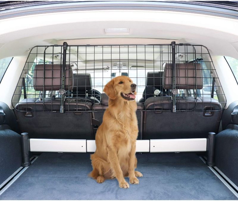 Photo 1 of 16" Amazon Basics Adjustable Dog Car Barrier, Black