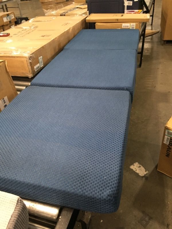 Photo 2 of Olee Sleep Tri-Folding Memory Foam Topper, 4'' H, Blue  ***damaged***
