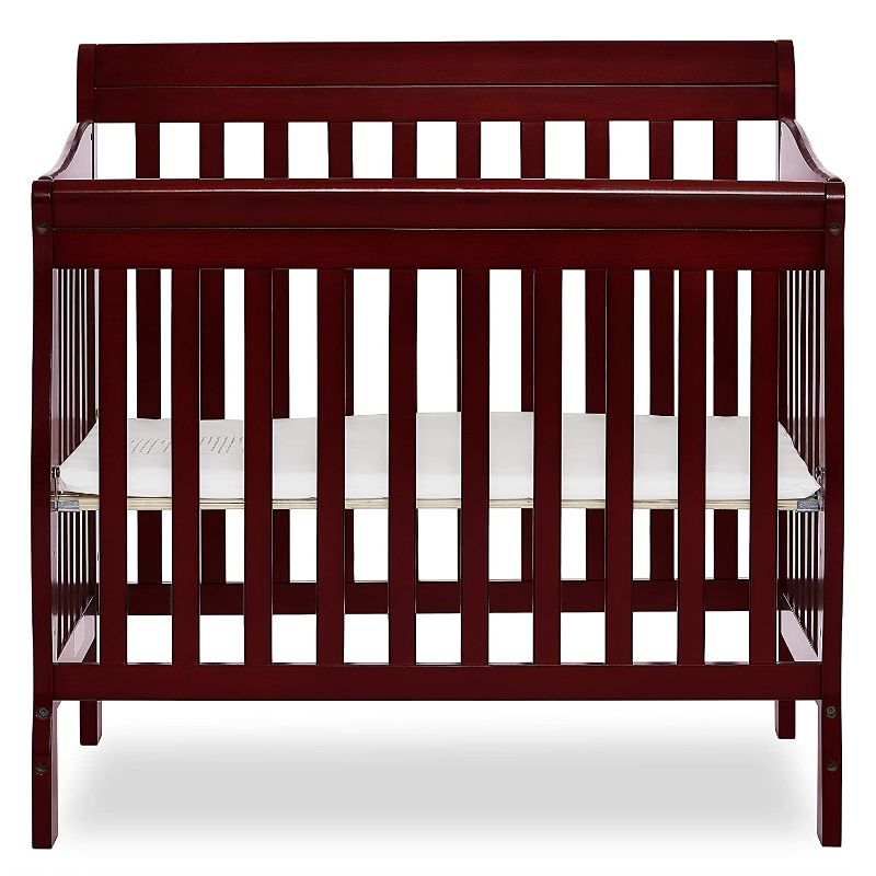 Photo 1 of Dream On Me Aden 4-in-1 Convertible Mini Crib in Cherry, Greenguard Gold Certified, 39x23x36 Inch (Pack of 1)
