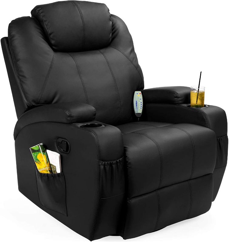 Photo 1 of Executive Faux Leather Swivel Electric Glider Massage Recliner Chair