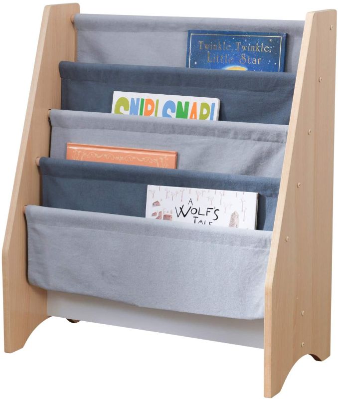 Photo 1 of **INCOMPLETE**
KidKraft Wood and Canvas Sling Bookshelf Furniture for Kids - Gray & Natural, Gift for Ages 3+
