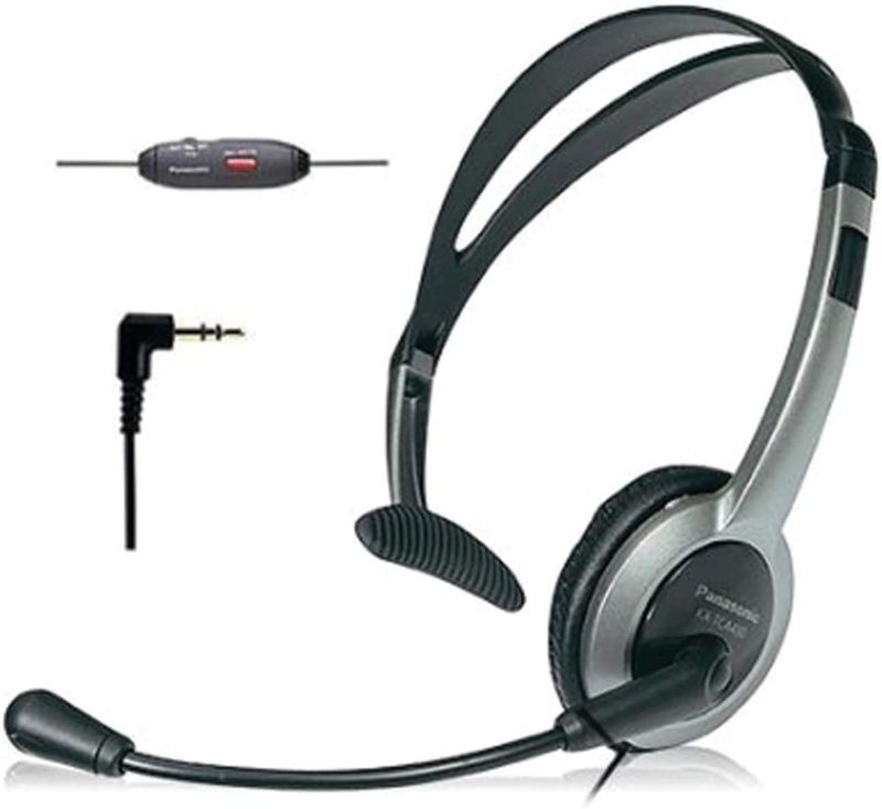 Photo 1 of Panasonic KX-TCA430 Comfort-Fit, Foldable Headset with Flexible Noise-Cancelling Microphone and Volume Control, Regular, Grey/Silver
