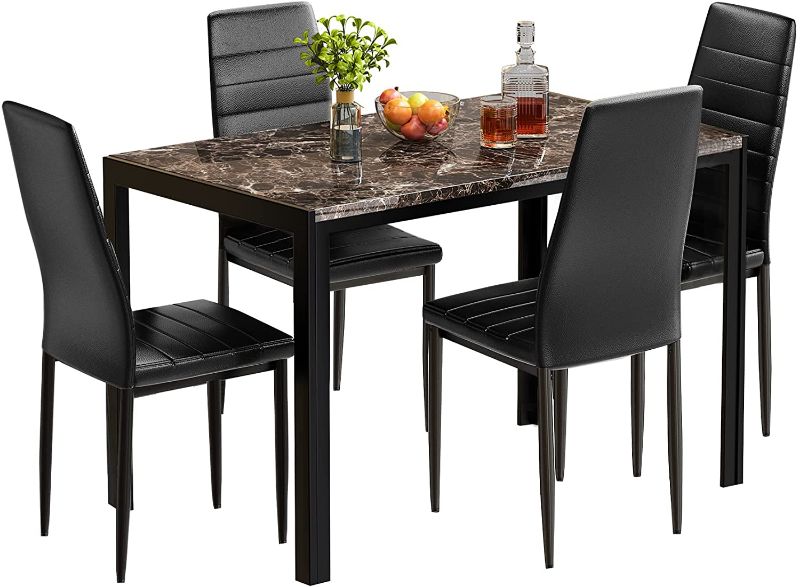 Photo 1 of **CHAIRS ONLY**
AWQM Dining Table and Chairs Set for 4, Modern Rectangular Faux Marble Table and 4 PU Leather Chairs Dining Room Table Set for Home, Kitchen - Black
**TABLE IS NOT INCLUDED**