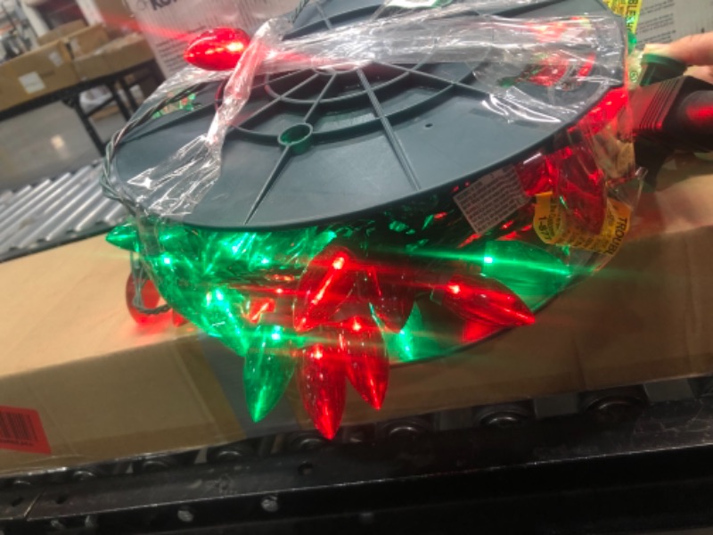 Photo 1 of 100-Light Smooth LED C9 Super Bright Red and Green Lights Christmas Lights on Spool
