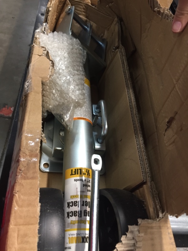 Photo 2 of 
MaxxHaul 70149 26-1/2" to 38" Lift Swing Back Trailer Jack with Dual Wheels - 1500 lbs. Capacity , Grey
